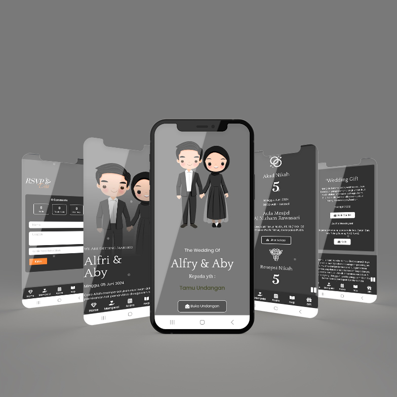 Mockup 5 hp website elegant grey tanpa foto