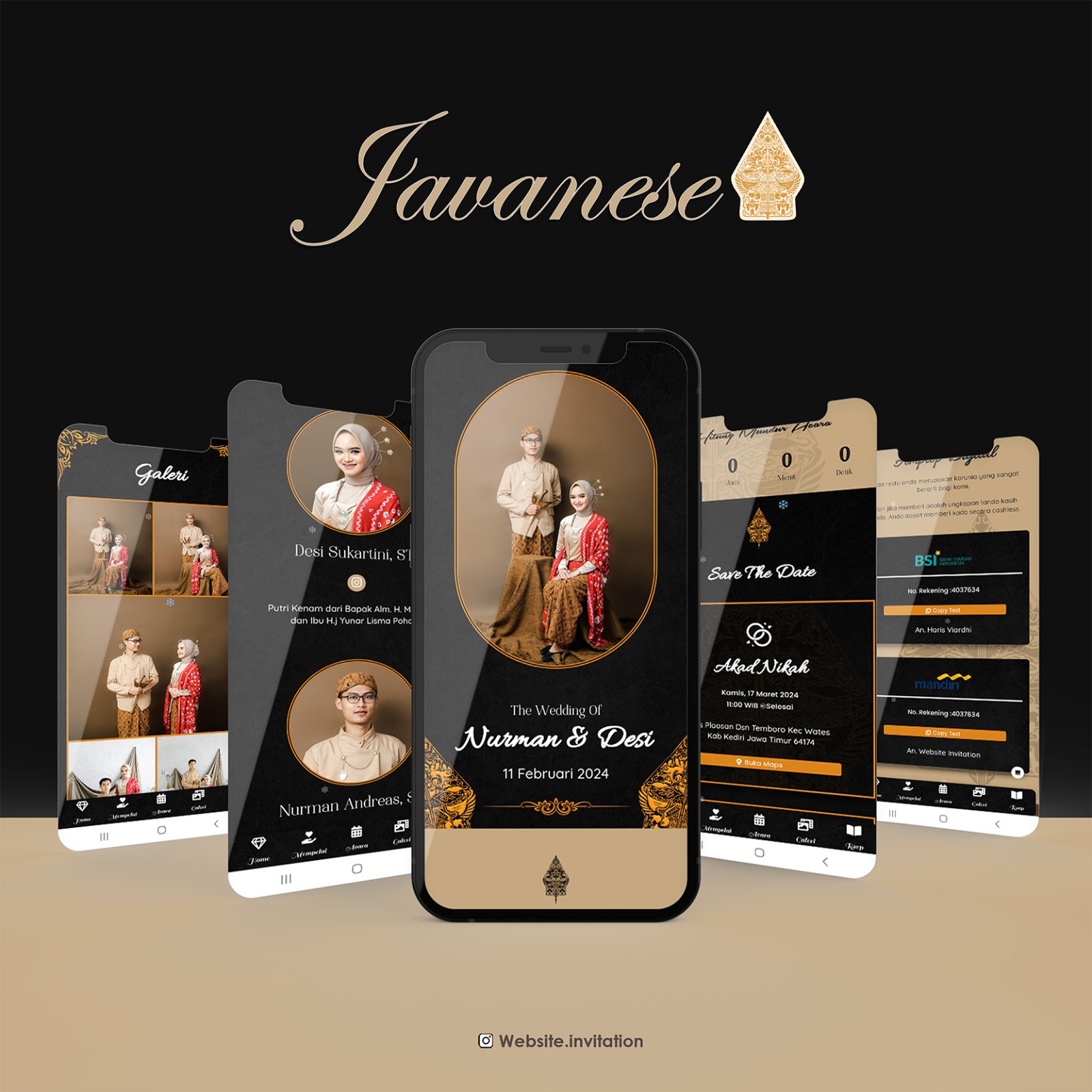 Mockup 5 hp website javanese foto