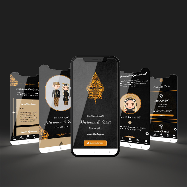 Mockup 5 hp website javanese tanpa foto