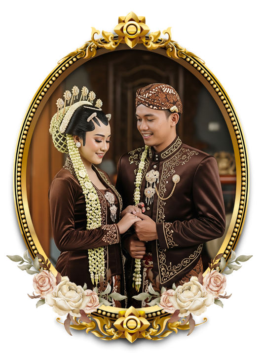 Foto berdua oval (jawa cokelat)