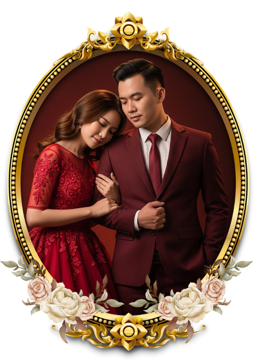 Foto berdua oval (merah)